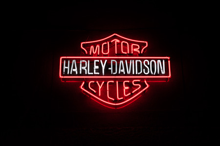 Istanbul, Turkey - February 22, 2015: Neon Harley Davidson Signのeditorial素材