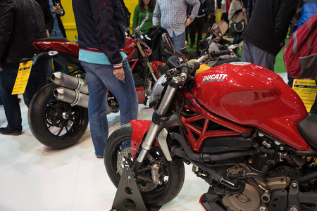 Istanbul, Turkey - February 28, 2015: 2015 model Ducati Monster at The Eurasia Moto Bike Expo Istanbulのeditorial素材
