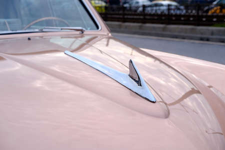 Hood Detail of An American Car in A Street of Istanbulの写真素材