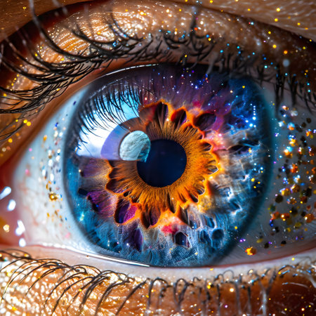 Woman eye macro looking at a planet or moon as fantastic generative ai artの素材