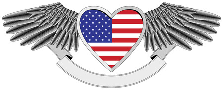 winged heart with the U.S. flagのイラスト素材