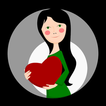 beautiful girl with a red heartのイラスト素材