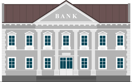 bank building, historic building with columns, isolated illustrationのイラスト素材