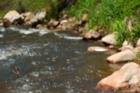 Bubble over the mountain river