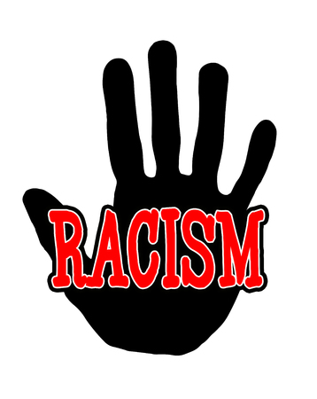 Man handprint isolated on white background showing stop racismの写真素材