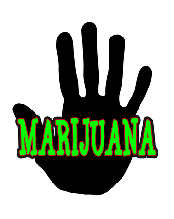 Man handprint isolated on white background showing stop marijuanaの写真素材