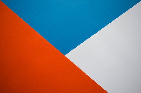 Orange, blue and white background divided on a three parts