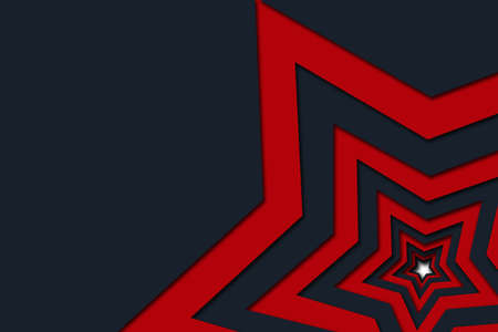 Blue, red and white star, paper cut out illustrationの写真素材