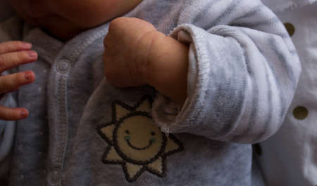 Close up of newborn baby hands