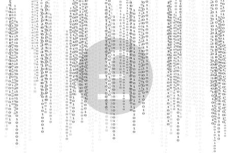 Pound sterling currency with one and zero binary code white background. Technology, finance, digital banking conceptの写真素材