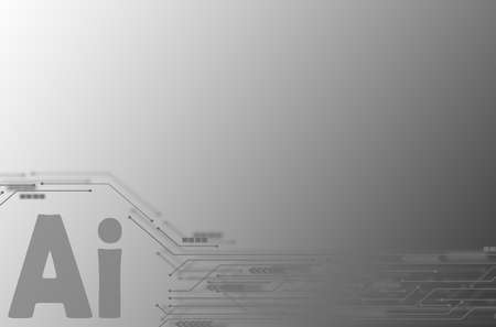 Artificial intelligence circuit board pattern on grey gradient backgroundの写真素材