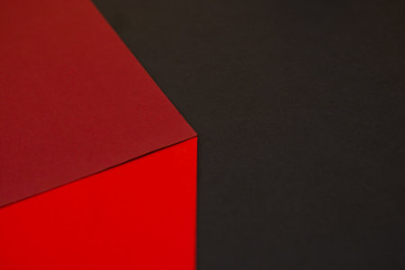 3d optical illusion, red cube on black background