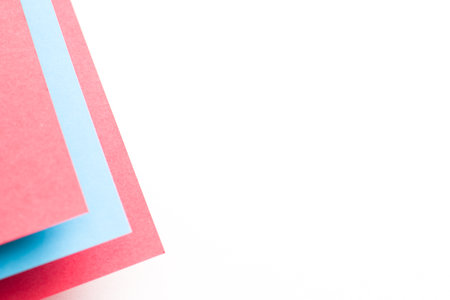 Geometric red, white and blue 3d abstract background with copy, empty space