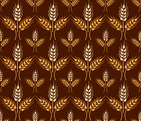 Seamless vintage pattern with wheat. Brown agricultural background about harvest and grain. Summer bright wallpaper.のイラスト素材
