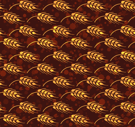 Seamless vintage pattern with wheat. Brown agricultural background about harvest and grain. Summer bright wallpaper.のイラスト素材