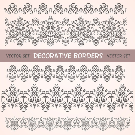 Decorative floral lace ethnic borders. Can be used for backgrounds, packaging, invitations,vintage cards.のイラスト素材