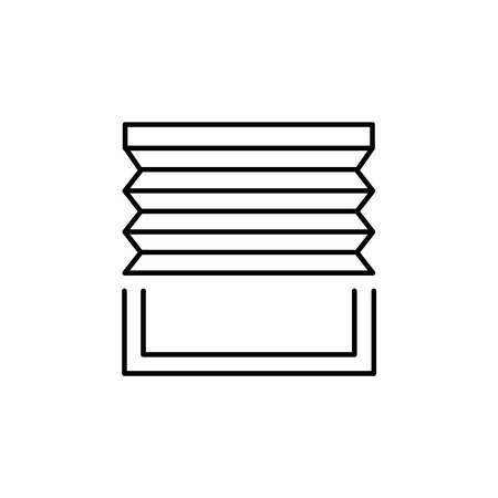 Pleated blind. Vector illustration. Line icon of shade. Element of home & office window decoration. Isolated object on white background.のイラスト素材