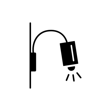 Vector illustration of modern wall lamp. Flat icon of rectangular downlight sconce. Home & office lighting. Isolated object on white background.のイラスト素材