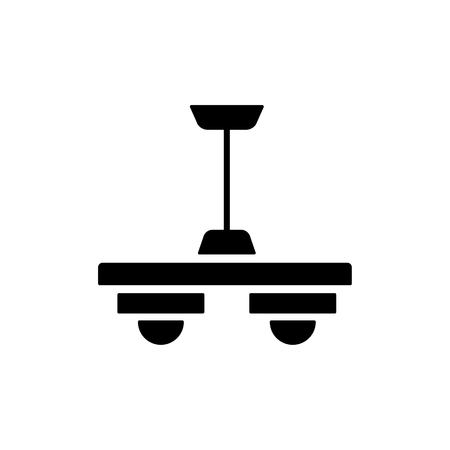 Vector illustration of modern ceiling lamp. Flat icon of 2 lights chandelier. Home & office lighting. Isolated object on white background.のイラスト素材