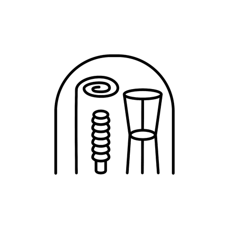Black & white vector illustration of plant supports. Conical, hoop, twist garden supports & stick canes for houseplants. Isolated objects on white backgroundのイラスト素材