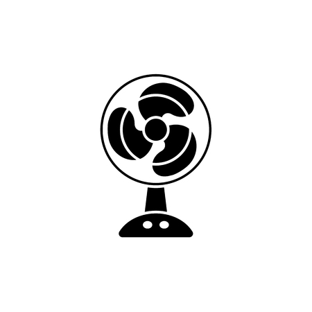 Vector illustration of portable ventilator. Flat icon of heat regulation appliance. Electrical desk fan. Climate equipment for home & office. Isolated object on white background.のイラスト素材