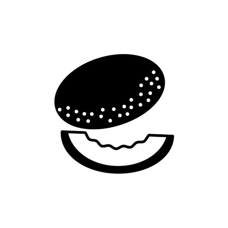 Black & white vector illustration of whole melon & its slice. Flat icon of fresh organic cantaloupe. Vegan & vegetarian food. Health eating ingredient. Isolated object on white background.のイラスト素材