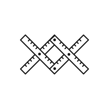 Black & white vector illustration of pantograph to enlarge, reduce sketch. Line icon of instrument for architect, drafter, draftsman. Technical & mechanical drawing tool. Isolated object on white backgroundのイラスト素材