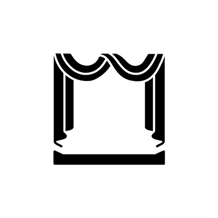 Flat icon of shade with swag and cascade. Window decoration. Isolated object on white backgroundのイラスト素材