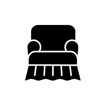 Flat icon of high back arm chair seat.  Isolated object on white backgroundのイラスト素材
