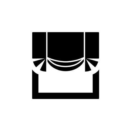 Vector illustration of fabric straight curtain. Flat icon of london shades. Window blinds. Isolated object on white backgroundのイラスト素材