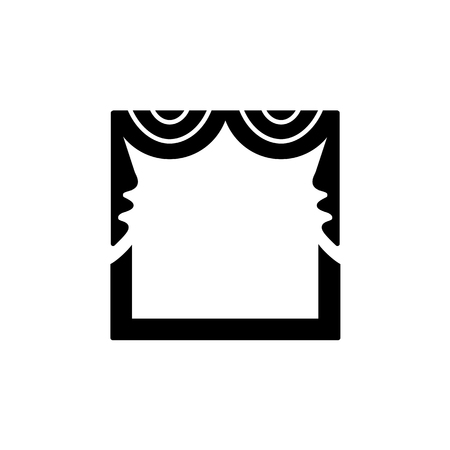 Vector illustration of fabric valance with  symmetric swags. Flat icon of window pelmet. Isolated object on white backgroundのイラスト素材