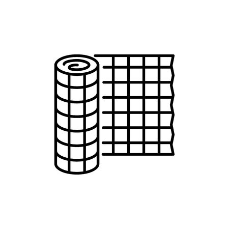 Line icon of roll of garden, orchard netting. Isolated object on white backgroundのイラスト素材