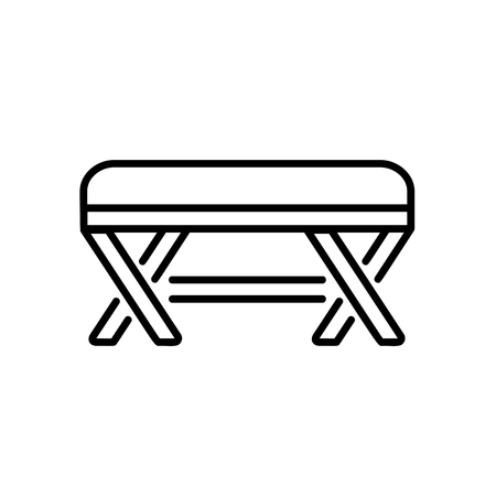 Upholstered wooden bench. Entryway patio furniture. Vector line icon. Isolated objectのイラスト素材