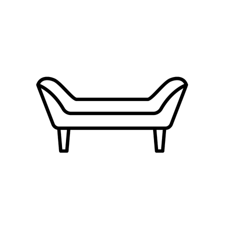 Upholstered couch seat. Entryway patio furniture. Vector line icon. Isolated objectのイラスト素材