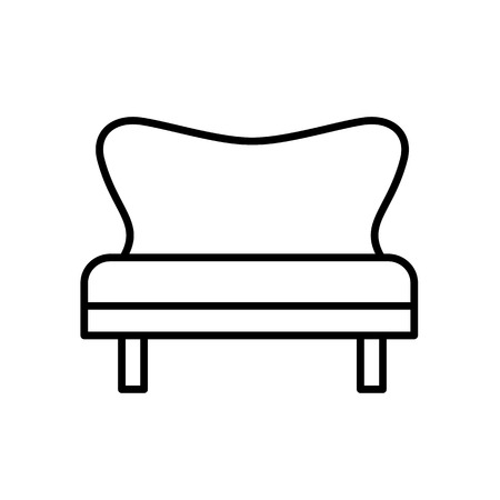 Upholstered vintage bench settee. Entryway patio furniture. Vector line icon. Isolated objectのイラスト素材