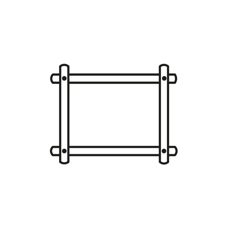 Black & white vector illustration of embroidery tapestry frame. Line icon of needlework cross stitch holder. Isolated object on white backgroundのイラスト素材