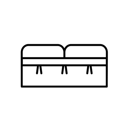 Upholstered storage leather bench seat. Entryway patio furniture. Vector line icon. Isolated objectのイラスト素材