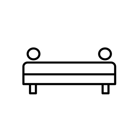 Upholstered couch seat with round pillows. Entryway patio furniture. Vector line icon. Isolated objectのイラスト素材
