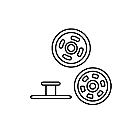 Black & white illustration of metal snap fasteners. Stud denim buttons. Vector line icon. Isolated object on white background Black & white illustration of metal snap fasteners. Stud denim buttons. Vector line icon. Isolated object on white background