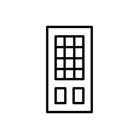 Black & white illustration of closed glass door. Vector line icon. Isolated object on white backgroundのイラスト素材