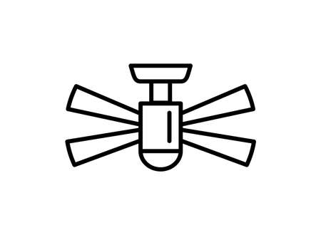 Ceiling fan with light. Vector line icon. Isolated object on white backgroundのイラスト素材