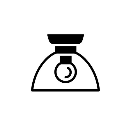 Retro small ceiling lamp. Flush mount light. Lighting fixture for home, office. Flat silhouette vector icon. Isolated objectのイラスト素材