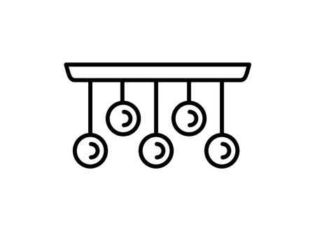 Ceiling lamp for kitchen island and dining room. Modern led fixture. Line vector icon. Home lighting sign. Isolated objectのイラスト素材