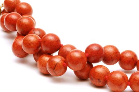 Red coral beadsの写真素材