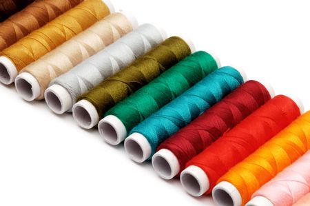 Colorful thread isolated on white background