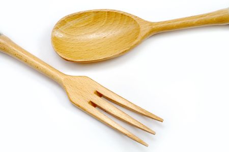Wooden spoon and fork の写真素材