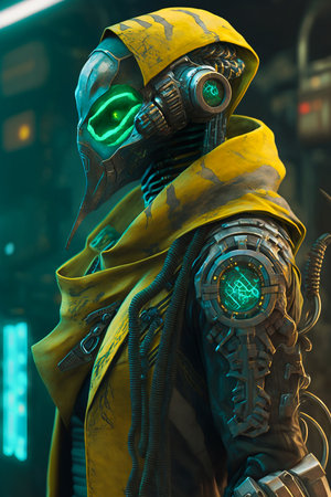 Digital artwork of sci-fi cyberpunk characterの素材