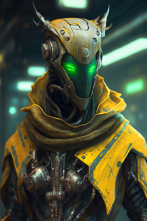 Digital artwork of sci-fi cyberpunk characterの素材