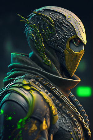 Digital artwork of sci-fi cyberpunk characterの素材