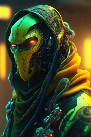 Digital artwork of sci-fi cyberpunk characterの素材